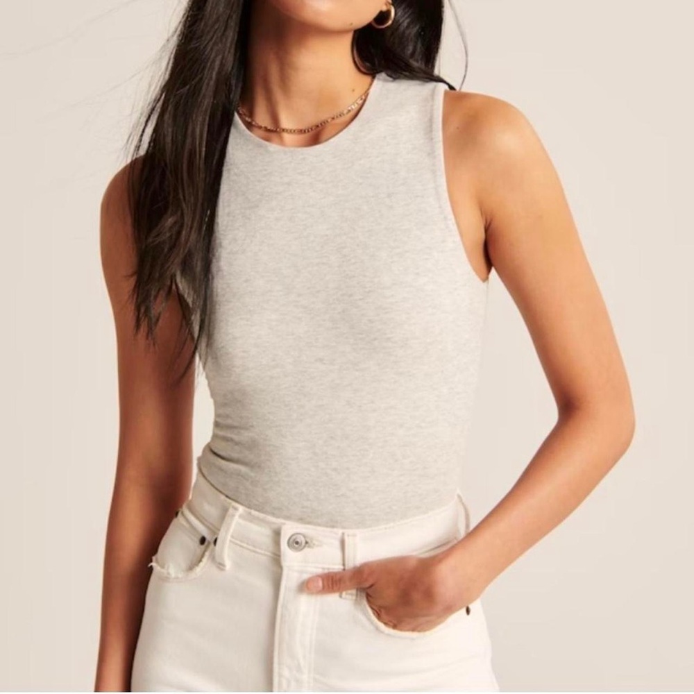 Abercrombie & Fitch Light Gray Sleeveless Bodysuit